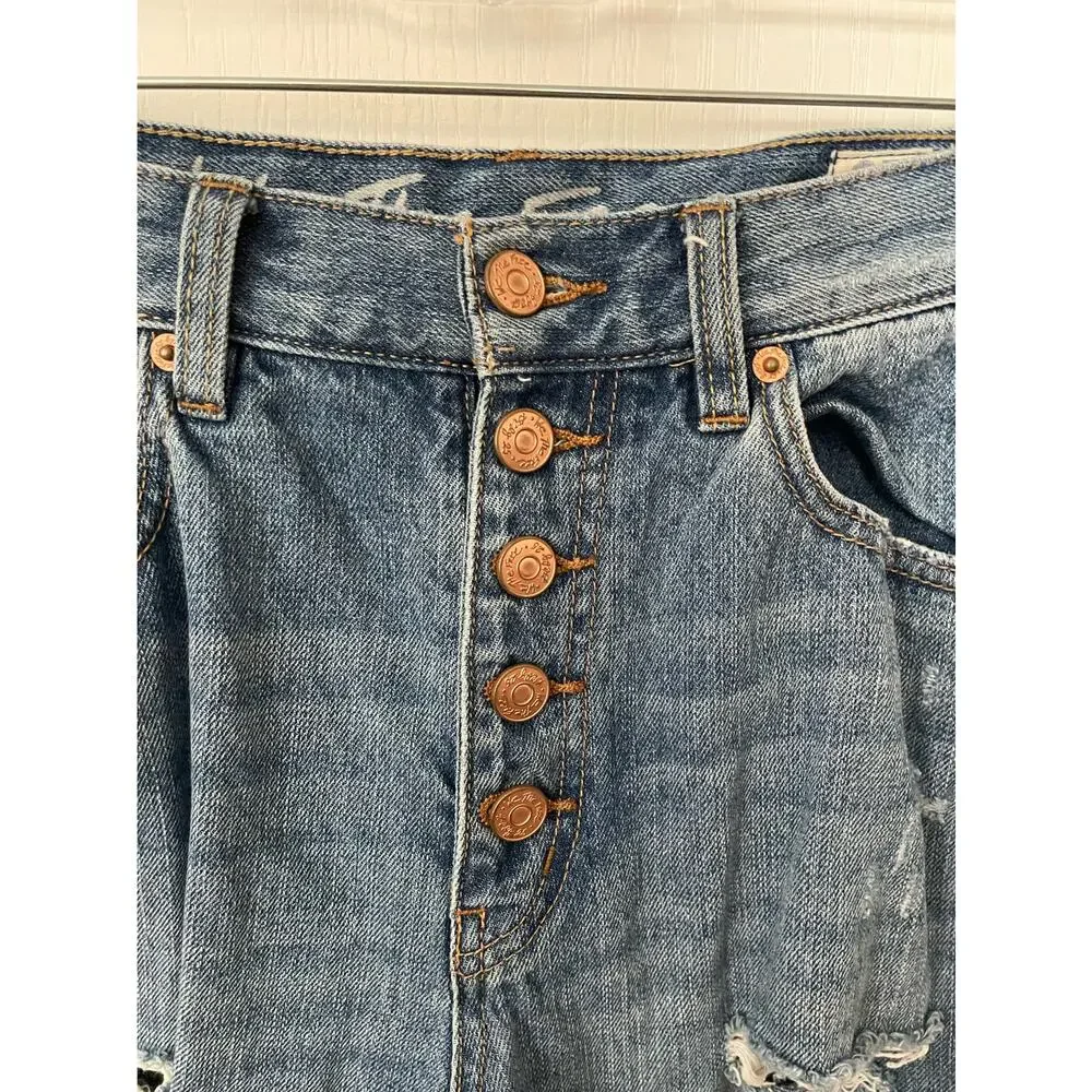 We the Free People Blossom Rigid Crop Skinny Jeans Distressed Size 27